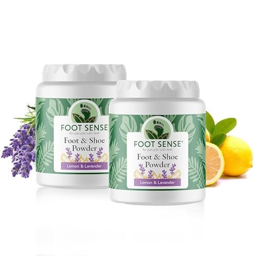 FOOT SENSE All-Natürliches Fuß- & Schuhpuder, Fußdeo, Talkumfrei, Geruchsentferner, desinfiziert & desodoriert, langanhaltend bis zu 6 Monate, sicher für Männer, Frauen, Kinder, Sportler, 50g (2er-Pack)