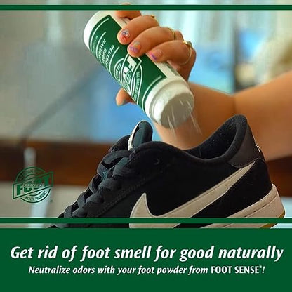 FOOT SENSE All-Natürliches Fuß- & Schuhpuder, Fußdeo, Talkumfrei, Geruchsentferner, desinfiziert & desodoriert, langanhaltend bis zu 6 Monate, sicher für Männer, Frauen, Kinder, Sportler, 50g (2er-Pack)