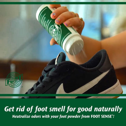 FOOT SENSE All-Natürliches Fuß- & Schuhpuder, Fußdeo, Talkumfrei, Geruchsentferner, desinfiziert & desodoriert, langanhaltend bis zu 6 Monate, sicher für Männer, Frauen, Kinder, Sportler, 50g (2er-Pack)