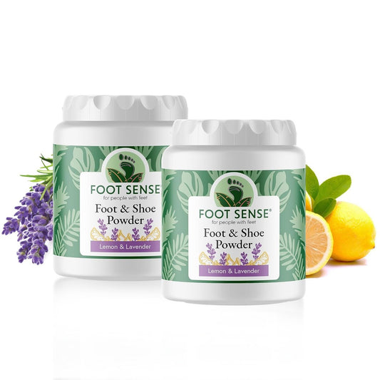 FOOT SENSE All-Natürliches Fuß- & Schuhpuder, Fußdeo, Talkumfrei, Geruchsentferner, desinfiziert & desodoriert, langanhaltend bis zu 6 Monate, sicher für Männer, Frauen, Kinder, Sportler, 50g (2er-Pack)