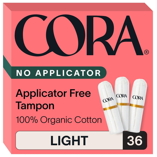 Cora Bio-Baumwoll-Tampons ohne Applikator – 36 Stück, Light – 100% Bio-Baumwolle, nachhaltig & hautfreundlich