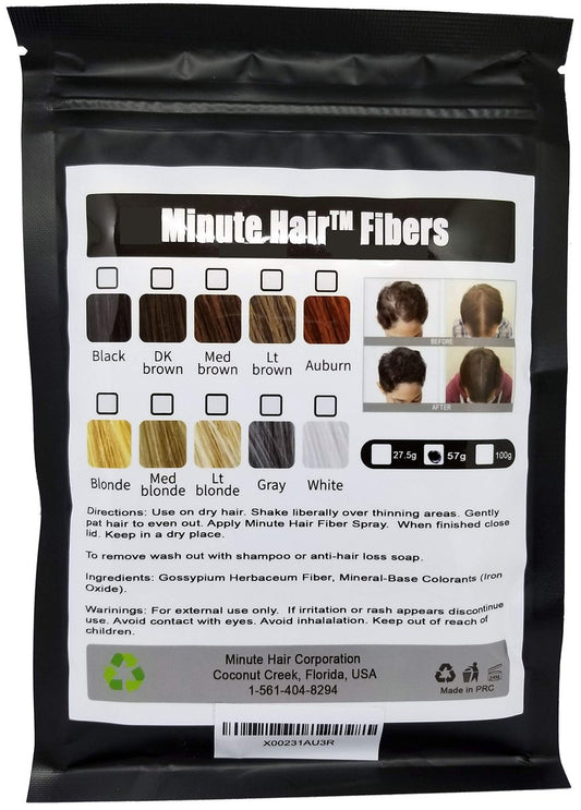 Minute Hair Haaraufbaufasern Mittelbraun 57 g (2 oz) - Haarverdichtungsfasern für sofortige Fülle, kompatibel mit Toppik & Xfusion