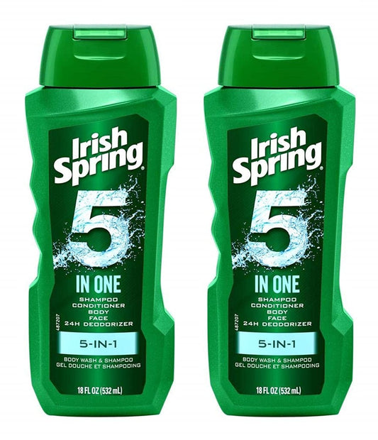 Irish Spring 5-in-1 Shampoo, Conditioner, Duschgel, Gesichtsreiniger und Deodorant, 18 oz (2er-Pack)