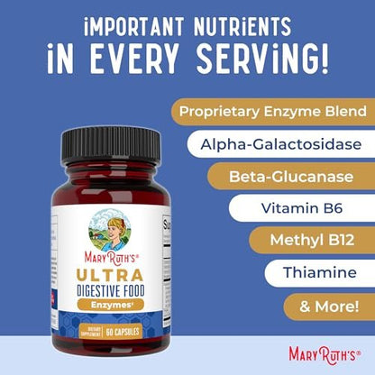 MARYRUTH'S Organics Ultra Verdauungsenzyme Kapseln | Bis zu 2 Monate Vorrat | Nahrungsergänzungsmittel für Darmgesundheit | Verdauungs- & Immununterstützung mit Amylase, Lipase & Lactase | Vegan | 60 Stück