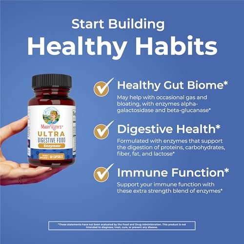MARYRUTH'S Organics Ultra Verdauungsenzyme Kapseln | Bis zu 2 Monate Vorrat | Nahrungsergänzungsmittel für Darmgesundheit | Verdauungs- & Immununterstützung mit Amylase, Lipase & Lactase | Vegan | 60 Stück