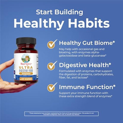 MARYRUTH'S Organics Ultra Verdauungsenzyme Kapseln | Bis zu 2 Monate Vorrat | Nahrungsergänzungsmittel für Darmgesundheit | Verdauungs- & Immununterstützung mit Amylase, Lipase & Lactase | Vegan | 60 Stück