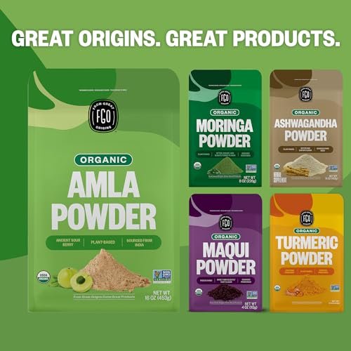 FGO Bio Amla-Pulver, 227g, USDA Bio Indische Stachelbeere (Amalaki), Nicht-GVO, Natürliches Vitamin C – 100% Roh und Natürlich (Packung mit 1)