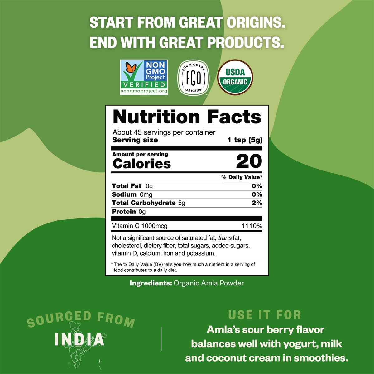 FGO Bio Amla-Pulver, 227g, USDA Bio Indische Stachelbeere (Amalaki), Nicht-GVO, Natürliches Vitamin C – 100% Roh und Natürlich (Packung mit 1)
