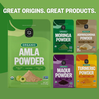FGO Bio Amla-Pulver, 227g, USDA Bio Indische Stachelbeere (Amalaki), Nicht-GVO, Natürliches Vitamin C – 100% Roh und Natürlich (Packung mit 1)