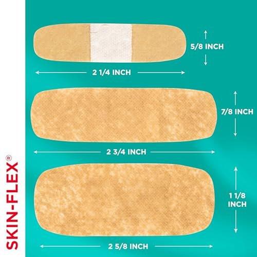 BAND-AID Brand Skin-Flex Haftverbände für Erste Hilfe & Wundversorgung bei kleinen Schnitten, Schrammen & Verbrennungen, flexible sterile Verbände ideal für Finger, Hände & Knie, verschiedene Größen, 60 Stück
