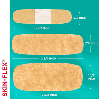 BAND-AID Brand Skin-Flex Haftverbände für Erste Hilfe & Wundversorgung bei kleinen Schnitten, Schrammen & Verbrennungen, flexible sterile Verbände ideal für Finger, Hände & Knie, verschiedene Größen, 60 Stück
