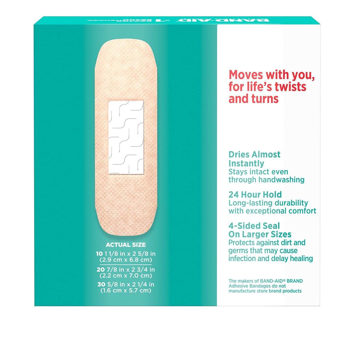 BAND-AID Brand Skin-Flex Haftverbände für Erste Hilfe & Wundversorgung bei kleinen Schnitten, Schrammen & Verbrennungen, flexible sterile Verbände ideal für Finger, Hände & Knie, verschiedene Größen, 60 Stück