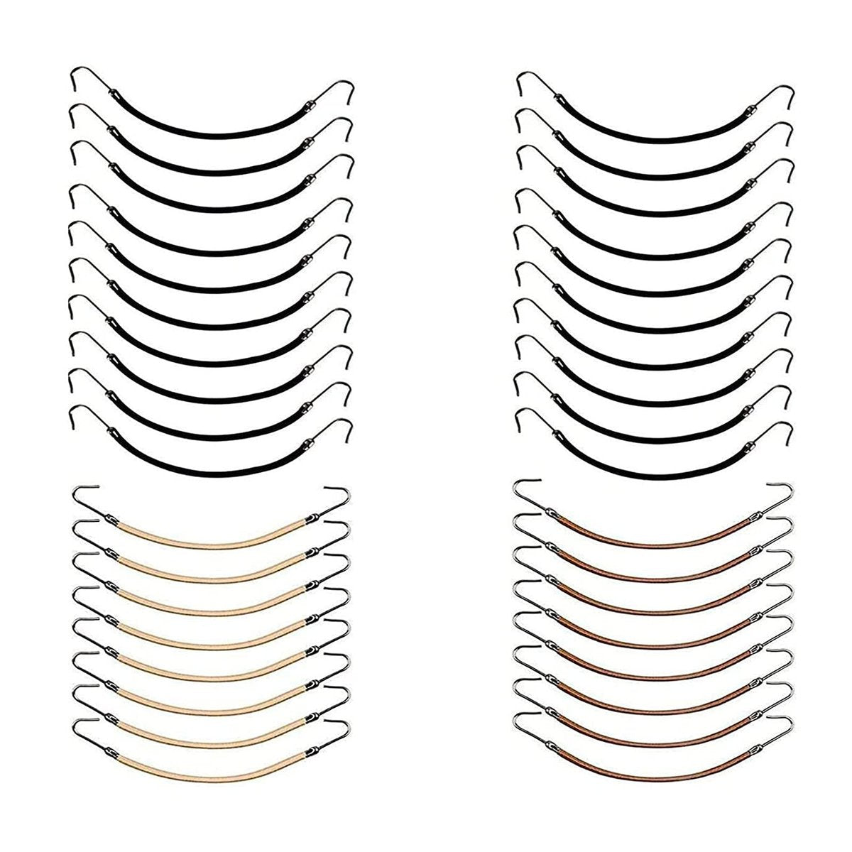 YBB 36-teilige Pferdeschwanz-Haken-Haarclips, elastische Haarbänder für Frauen (Schwarz, Braun und Gold)