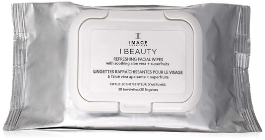 IMAGE Skincare I BEAUTY Erfrischende Gesichtsreinigungstücher mit Gurke und Aloe Vera, 30 Stück