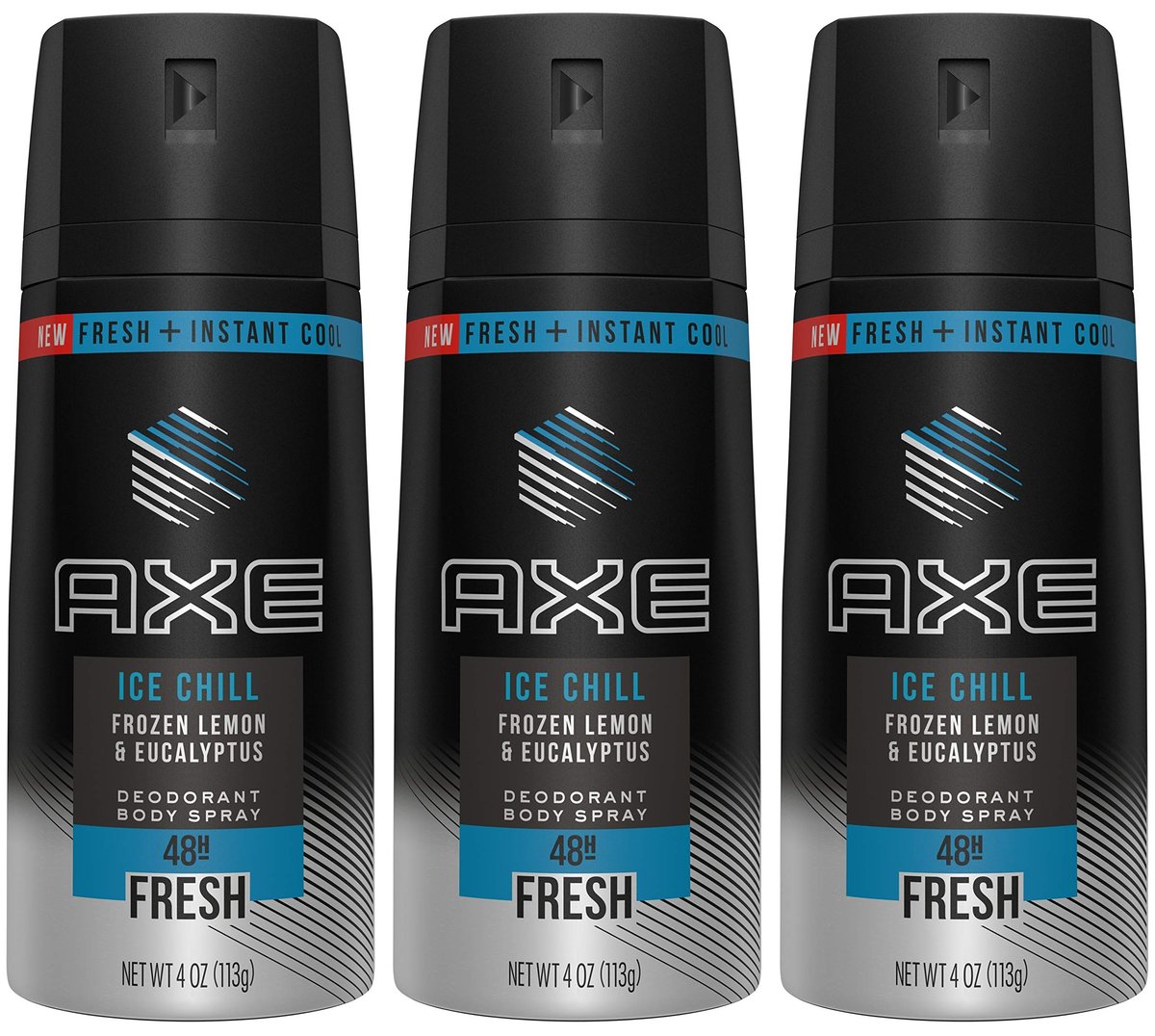 Axe Deo Body Spray Ice Chill – Gefrorene Zitrone & Eukalyptus – 4 OZ (113 g) pro Dose – 3er-Pack