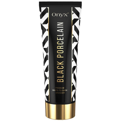 Onyx Black Porcelain White Bronzer Lotion für Sonnenbänke - Indoor Bräunungsbeschleuniger mit DHA und Erythrulose | Fleckenfreie Formel für dunklere Farbe | 200 ml