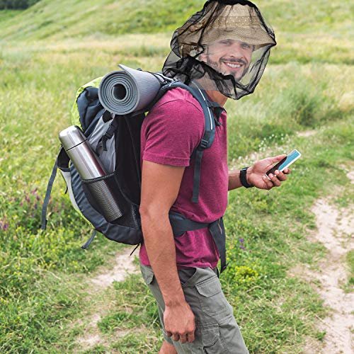 HESTYA 4er-Pack Moskitonetz für den Kopf – Insektenschutz aus Nylon für Outdoor-Aktivitäten (Schwarz)