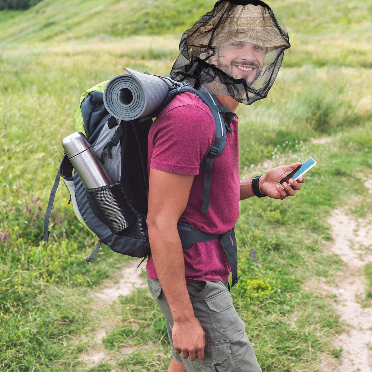 HESTYA 4er-Pack Moskitonetz für den Kopf – Insektenschutz aus Nylon für Outdoor-Aktivitäten (Schwarz)