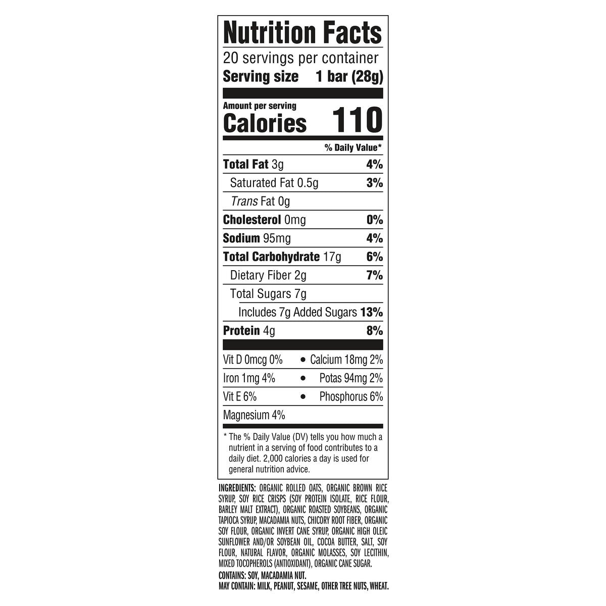 CLIF BAR Minis - Weiße Schokolade Macadamianuss - Mit Bio-Hafer - 4g Protein - Nicht-GVO - Pflanzlich - Snack-Riegel - 0,99 oz (20er Pack)