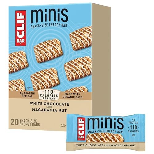 CLIF BAR Minis - Weiße Schokolade Macadamianuss - Mit Bio-Hafer - 4g Protein - Nicht-GVO - Pflanzlich - Snack-Riegel - 0,99 oz (20er Pack)