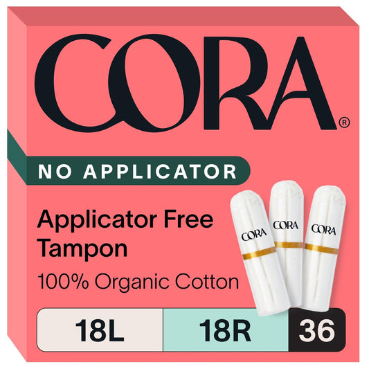 Cora Bio-Baumwoll-Tampons ohne Applikator Multipack (18 Light, 18 Regular)