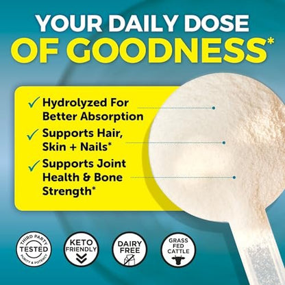 Viva Naturals Kollagen-Peptid-Pulver – Weidehaltung, hydrolysiertes Rinderkollagen Typ I & III – 19 g Protein, ungesüßt, leicht löslich – Unterstützung für Gelenke, Haut, Haare & Nägel – Paläo, Keto, Nicht-GVO – 454 g
