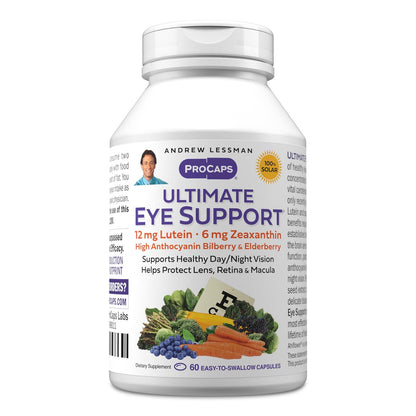 Andrew Lessman Ultimate Eye Support 60 Weichkapseln – 12 mg Lutein, 6 mg Zeaxanthin, Heidelbeere, wichtige Nährstoffe zur Unterstützung der Augengesundheit und Förderung einer gesunden Sehkraft. Ohne Zusatzstoffe. Leicht zu schluckende Weichkapseln