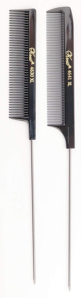 Krest Pintail Combs Weaving Foiling Fine Tooth Rattail Hair Comb XL – 2er Pack