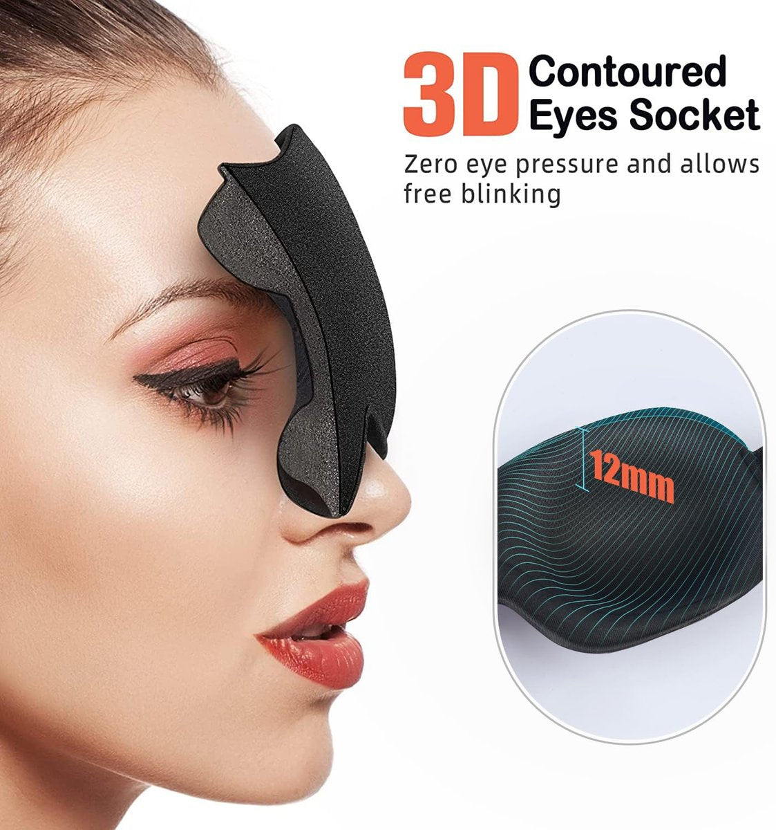 SleepFun 3D Schlafmaske – Unsichtbare, leichte & bequeme Augenmaske für Reisen, Nickerchen & Nachtschichten – Blau & Schwarz (2er-Pack)