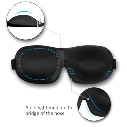 SleepFun 3D Schlafmaske – Unsichtbare, leichte & bequeme Augenmaske für Reisen, Nickerchen & Nachtschichten – Blau & Schwarz (2er-Pack)