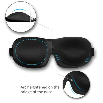 SleepFun 3D Schlafmaske – Unsichtbare, leichte & bequeme Augenmaske für Reisen, Nickerchen & Nachtschichten – Blau & Schwarz (2er-Pack)
