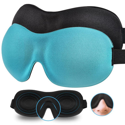 SleepFun 3D Schlafmaske – Unsichtbare, leichte & bequeme Augenmaske für Reisen, Nickerchen & Nachtschichten – Blau & Schwarz (2er-Pack)