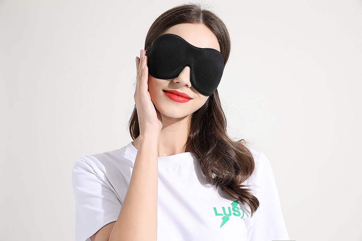 SleepFun 3D Schlafmaske – Unsichtbare, leichte & bequeme Augenmaske für Reisen, Nickerchen & Nachtschichten – Blau & Schwarz (2er-Pack)