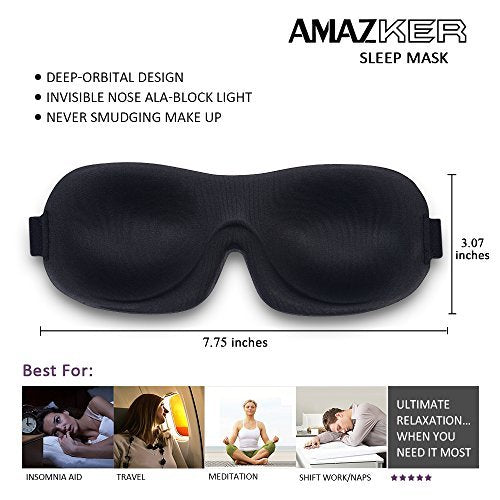 SleepFun 3D Schlafmaske – Unsichtbare, leichte & bequeme Augenmaske für Reisen, Nickerchen & Nachtschichten – Blau & Schwarz (2er-Pack)