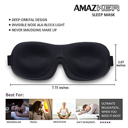 SleepFun 3D Schlafmaske – Unsichtbare, leichte & bequeme Augenmaske für Reisen, Nickerchen & Nachtschichten – Blau & Schwarz (2er-Pack)