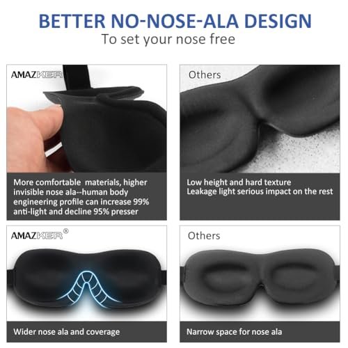 SleepFun 3D Schlafmaske – Unsichtbare, leichte & bequeme Augenmaske für Reisen, Nickerchen & Nachtschichten – Blau & Schwarz (2er-Pack)