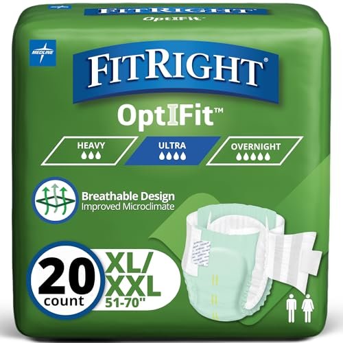 FitRight Stretch Inkontinenzhosen mit Klebelaschen, ultra-saugfähig, Größe 2, 51 bis 70 Zoll Taillenumfang, 20 Stück