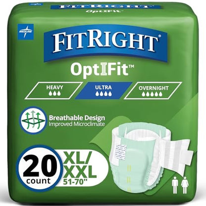 FitRight Stretch Inkontinenzhosen mit Klebelaschen, ultra-saugfähig, Größe 2, 51 bis 70 Zoll Taillenumfang, 20 Stück