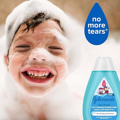Johnson's Clean & Fresh Kinder Shampoo & Duschbad, 2-in-1 tägliches Haar- und Körperwaschmittel für Kinder und Kleinkinder, reinigt sanft das heranwachsende Haar, 400 ml