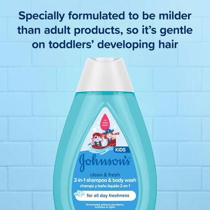 Johnson's Clean & Fresh Kinder Shampoo & Duschbad, 2-in-1 tägliches Haar- und Körperwaschmittel für Kinder und Kleinkinder, reinigt sanft das heranwachsende Haar, 400 ml