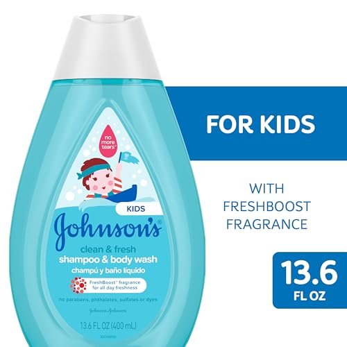 Johnson's Clean & Fresh Kinder Shampoo & Duschbad, 2-in-1 tägliches Haar- und Körperwaschmittel für Kinder und Kleinkinder, reinigt sanft das heranwachsende Haar, 400 ml