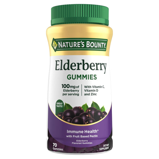 Nature's Bounty Holunderbeeren Gummibärchen – Immunsystem-Unterstützung mit Vitamin A, C, D, E und Zink, 100 mg, 70 Stück