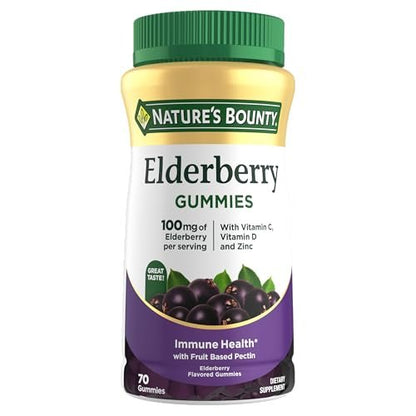 Nature's Bounty Holunderbeeren Gummibärchen – Immunsystem-Unterstützung mit Vitamin A, C, D, E und Zink, 100 mg, 70 Stück