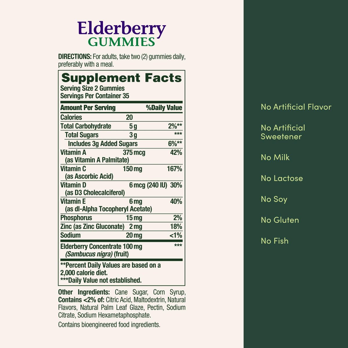 Nature's Bounty Holunderbeeren Gummibärchen – Immunsystem-Unterstützung mit Vitamin A, C, D, E und Zink, 100 mg, 70 Stück