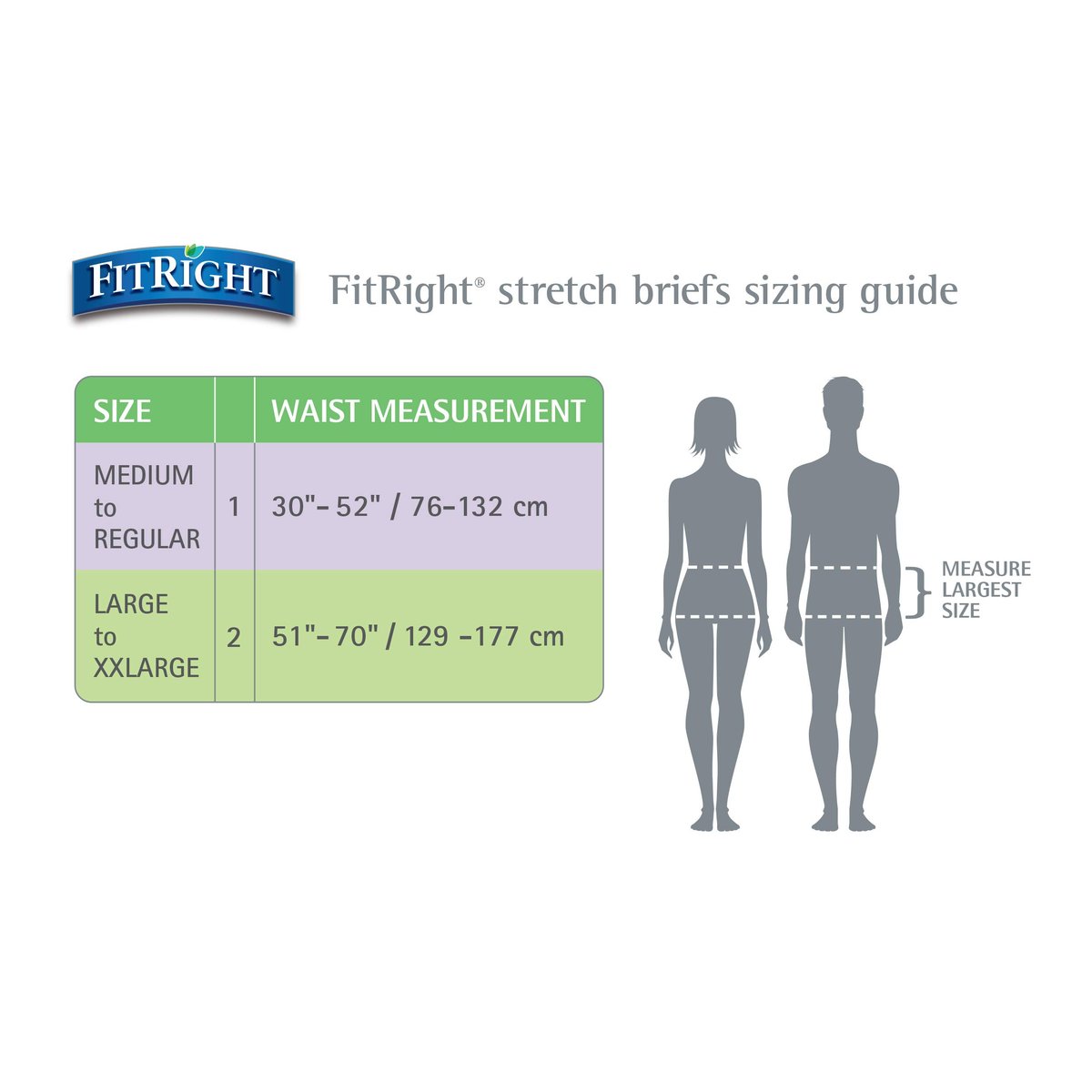 FitRight Stretch Inkontinenzhosen mit Klebelaschen, ultra-saugfähig, Größe 2, 51 bis 70 Zoll Taillenumfang, 20 Stück