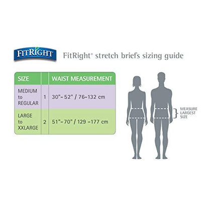 FitRight Stretch Inkontinenzhosen mit Klebelaschen, ultra-saugfähig, Größe 2, 51 bis 70 Zoll Taillenumfang, 20 Stück