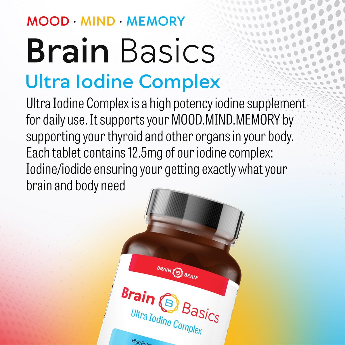 Brain Basics Ultra Iod-Komplex – Jod- und Kaliumjodid-Tabletten für Schilddrüsen- und Gehirngesundheit, 12,5 mg Jod und Kaliumjodid, 90 Tabletten
