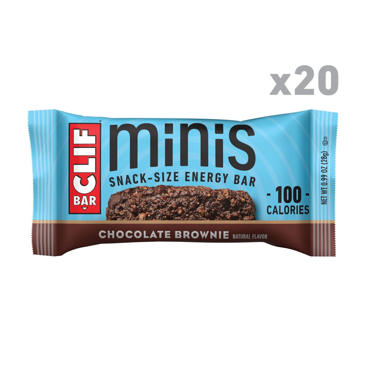 CLIF BAR Minis – Schokoladen-Brownie-Geschmack – mit Hafer aus biologischem Anbau – 4g Protein – Nicht-GVO – Pflanzlich – Snack-Riegel – 28 g (20er Pack)
