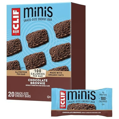CLIF BAR Minis – Schokoladen-Brownie-Geschmack – mit Hafer aus biologischem Anbau – 4g Protein – Nicht-GVO – Pflanzlich – Snack-Riegel – 28 g (20er Pack)