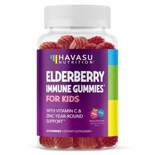 Holunderbeeren Gummibärchen für Kinder mit Zink und Vitamin C – Immununterstützung für Kinder – 60 Stück, vegan, Beerengeschmack – Praktische tägliche Abwehr mit Antioxidantien und essentiellen Nährstoffen